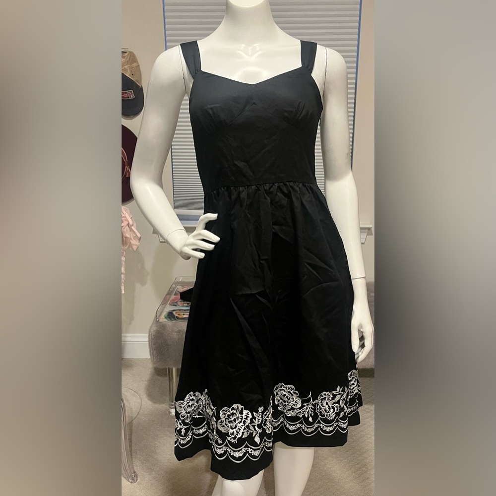 NWT Ann Taylor Loft Black dress with white floral accent